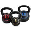 5 10 15 lbs Weight Kettlebell Home Fitness 3 Pieces Set Kettle Bell - Black - Exercise & Fitness