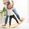 Kids Fitness Toy 12 Inch C Shape Wooden Wobble Balance Board - Natural - 485 lbs