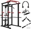 Home Gym sets Multi-functional Power Cage,Home Adjustable Pullup Squat Rack 1000Lbs Capacity Comprehensive Fitness Barbell Rack - As shown