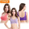 3 Pack Sport Bras For Women Seamless Wire free Bra Light Support Tank Tops For Fitness Workout Sports Yoga Sleep Wearing - PP_GY_MelonRed - 2XL