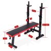 Adjustable Folding Multifunctional Workout Station Adjustable Workout Bench with Squat Rack - balck red - as Pic