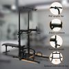 Power Tower with Bench Pull Up Bar Dip Station Adjustable Height Dip Stand Heavy Duty Multi-Function Fitness Rack - as Pic