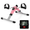 Under Desk Exercise Bike Pedal Exerciser with LCD Display for Legs and Arms Workout - Pink