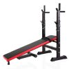 Adjustable Folding Multifunctional Workout Station Adjustable Workout Bench with Squat Rack - balck red - as Pic