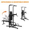 Power Tower with Bench Pull Up Bar Dip Station Adjustable Height Dip Stand Heavy Duty Multi-Function Fitness Rack - as Pic