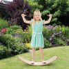 Kids Fitness Toy 12 Inch C Shape Wooden Wobble Balance Board - Natural - 660 lbs