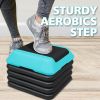 Height-Adjustable Step Aerobics Platform Fitness Equipment Stepper Trainer Exercise Step Platform with 4 Riser Green - as Pic