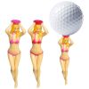 6pcs Professional Plastic Women Shaped Golf Tee To Reduce Lateral Spin And Friction - Pack Of 6 (3 Red + 3 Pink)