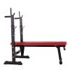 Adjustable Folding Multifunctional Workout Station Adjustable Workout Bench with Squat Rack - balck red - as Pic