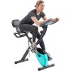 Folding Exercise Bike; Fitness Upright and Recumbent X-Bike with 10-Level Adjustable Resistance; Arm Bands and Backrest - Green