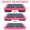 Adjustable Workout Aerobic Stepper in Fitness & Exercise Step Platform Trainer Red Black with 2 Risers - as Pic