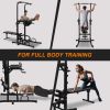 Power Tower with Bench Pull Up Bar Dip Station Adjustable Height Dip Stand Heavy Duty Multi-Function Fitness Rack - as Pic