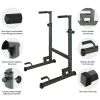 Power Tower Dip Station with Bench Pull Up Bar Stand Adjustable Height Heavy Duty Multi-Function Fitness Training Equipment - as Pic