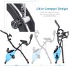 Folding Exercise Bike; Fitness Upright and Recumbent X-Bike with 10-Level Adjustable Resistance; Arm Bands and Backrest - Light Blue