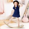 Kids Fitness Toy 12 Inch C Shape Wooden Wobble Balance Board - Natural - 660 lbs