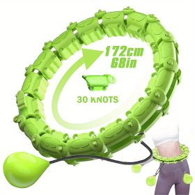 1pc Smart Weighted Hula Hoops, Fitness Weight Loss Gear, With Detachable Knots & Adjustable Weight (Color: Green, size: 30 Konts)