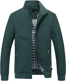 Men's Lightweight Casual Jackets Full-Zip Windbreakers Fashion Jackets Outerwear (Color: GREEN-XXL)