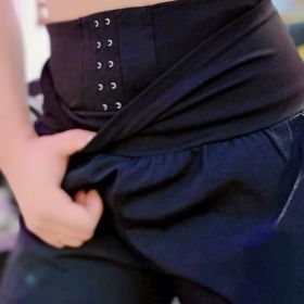 Solid Color High Waist Yoga Fitness Cropped Pants, Breasted Waist Straps Sports Jogging Pants, Women's Activewear (Color: Black, size: S(4))