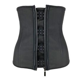 Women Latex Waist Trainer Body Shaper Corsets with Zipper Cincher Corset Top Slimming Belt Black Shapers Shapewear Plus Size (Color: Black, size: L)