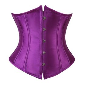 SEXY Gothic Underbust Corset and Waist cincher Bustiers Top Workout Shape Body Belt Plus size Lingerie S-6XL (Color: Purple, size: M)