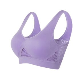 Women Yoga Underwear Padded Crop Tops Underwear Gym Top Yoga Sport Bra Breathable Fitness Running Vest Yoga Bras Sports Type (Color: Purple, size: 5XL)