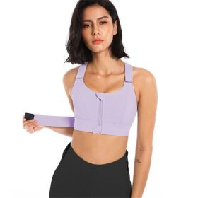 Women Sports Bras Tights Crop Top Yoga Vest Front Zipper Plus Size Adjustable Strap Shockproof Gym Fitness Athletic Brassiere (Color: E77-5, size: 2XL)