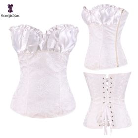 Sexy Women Steampunk Clothing Gothic Plus Size Corsets Lace Up Boned Overbust Bustier Waist Cincher Body Shaper Corselet S-6XL (Color: 864 white, size: 4XL)