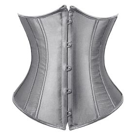 SEXY Gothic Underbust Corset and Waist cincher Bustiers Top Workout Shape Body Belt Plus size Lingerie S-6XL (Color: Gray, size: XL)