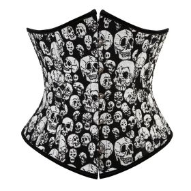 SEXY Gothic Underbust Corset and Waist cincher Bustiers Top Workout Shape Body Belt Plus size Lingerie S-6XL (Color: 7341skull, size: 5XL)