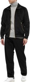 Mens 2 Pieces Velour Tracksuits Full Zip Stripe Casual Jogging Outfits Jacket & Pants Fitness Tracksuit Sets (Color: Black, size: M)