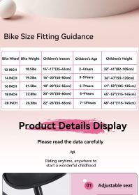 FKZNPJ 16 inch sporty kids bike with training wheels and stand Adjustable saddle Suitable for boys and girls aged 4-8 years tall Height 41-46 inches A (Color: as Pic)