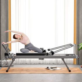 Pilates core bed, foldable home high quality, yoga studio same commercial fitness equipment, black (Color: as Pic)