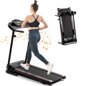 Folding Treadmill with Incline 2.5HP 12KM/H Electric Treadmill for Home Foldable (Color: Black)