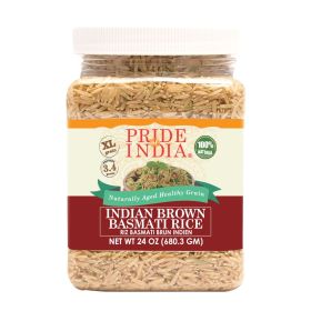 Pride Of India - Extra Long Brown Basmati Rice - Naturally Aged Healthy Grain (size: 1.5 LB)