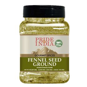 Pride of India – Fennel Seed Ground – Natural & Gourmet Spice – Perfect Addition to Tea/Drinks/ Roast/Rubs/Bakes/ - Cooling Properties – Easy to Use – (size: 8 oz)